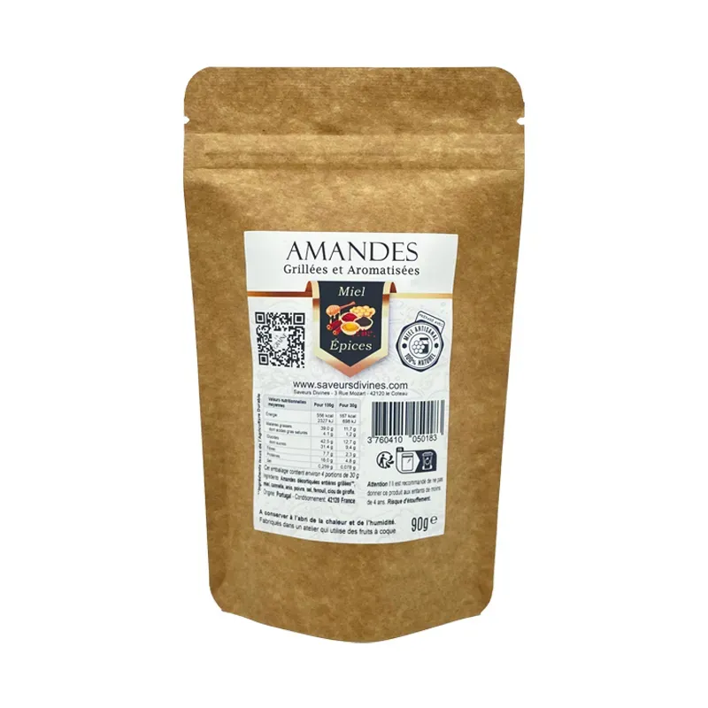 Amandes Grillées, Miel et Épices Fines (Sachet 90g)