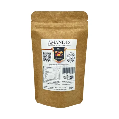Amandes Grillées, Miel et Épices Fines (Sachet 90g)