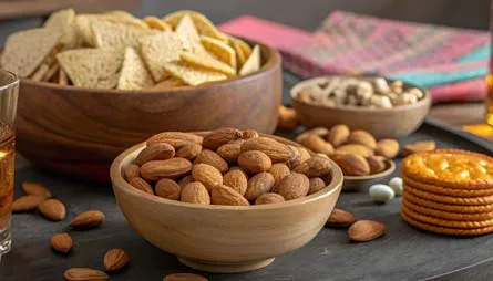 Comparaison des snacks ultra-transformés vs amandes à l'apéritif